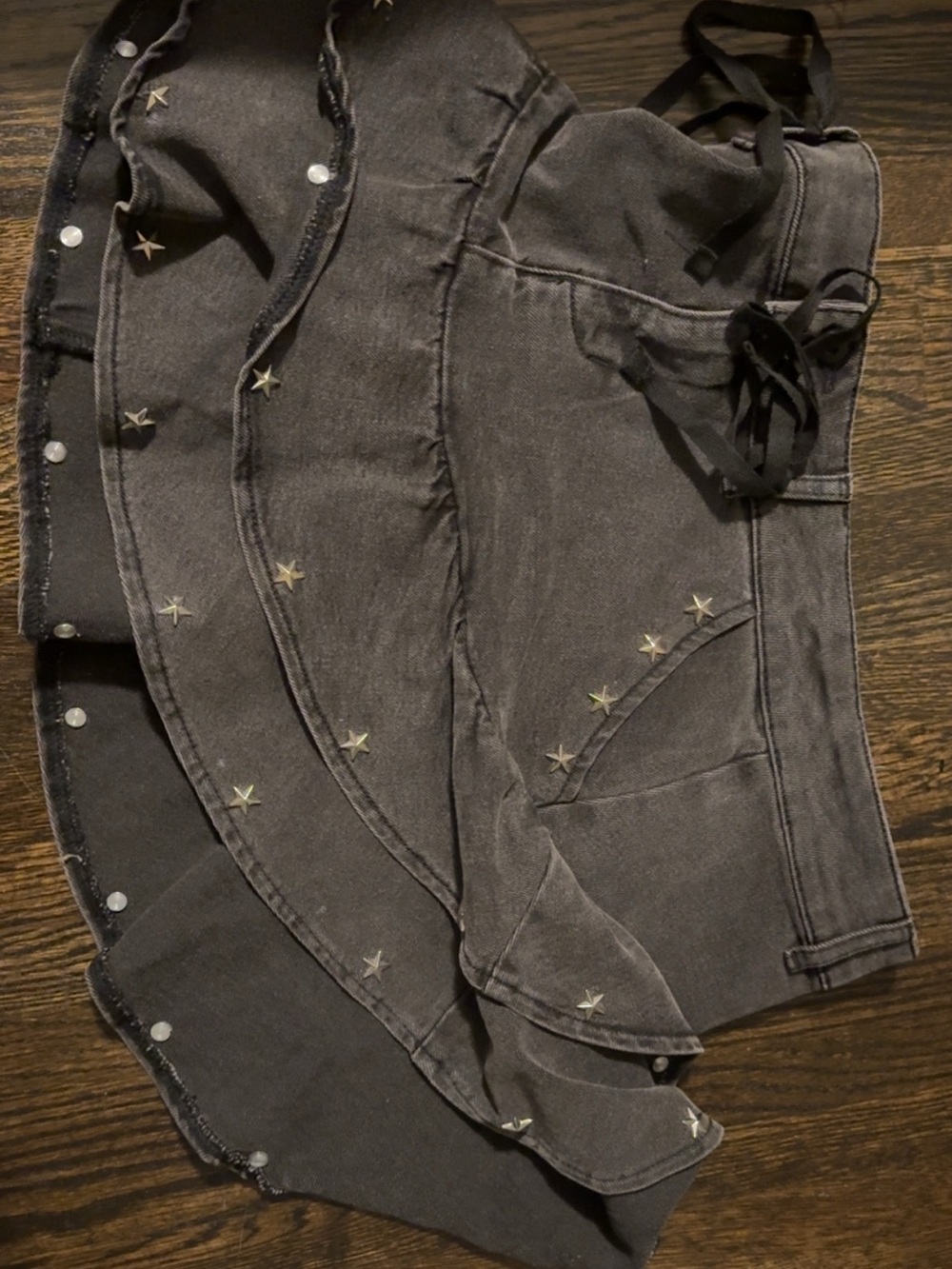 Hot Topic Black Star Accent Denim Skirt-Style Overalls
